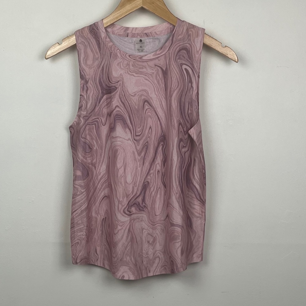 Spiritual Gangster Muscle Tank XS Pink Marble Athleisure Activewear Yoga Pilates